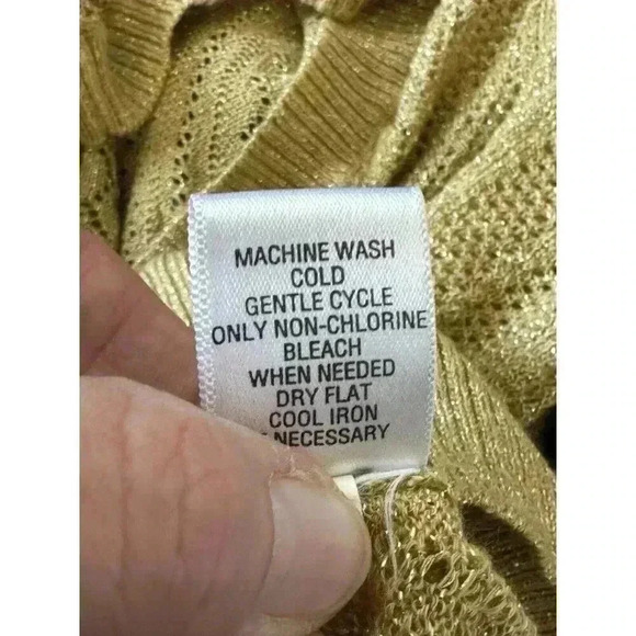 Vintage Y2K Gold Metallic Women's Knit Sweater Overlay Stretch Size XXL Sparkle - Picture 9 of 12